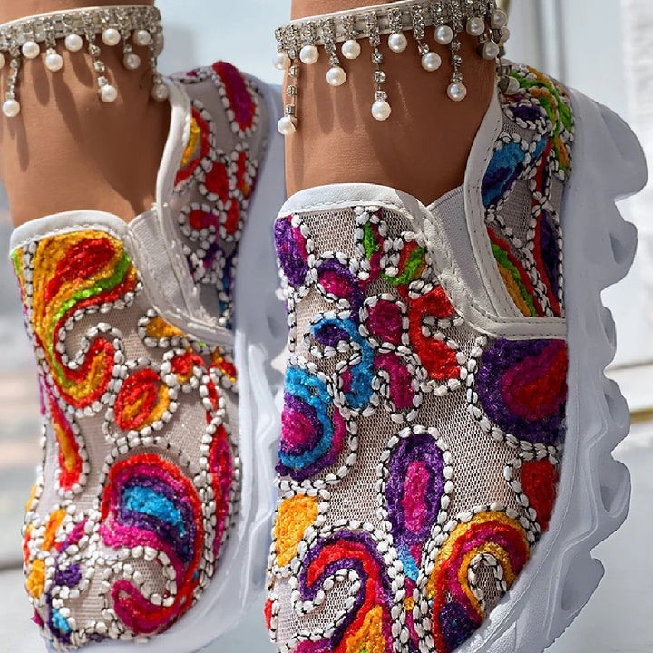Gina™ – Plattformsneakers med paljettbelagte mesh-detaljer