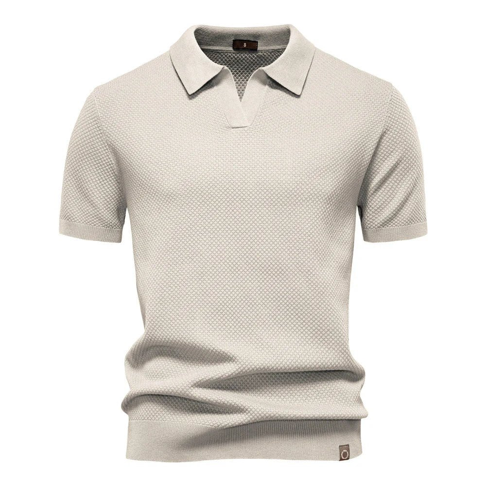 Liam™ – Strukturert Strikket Polo med Åpen Krage