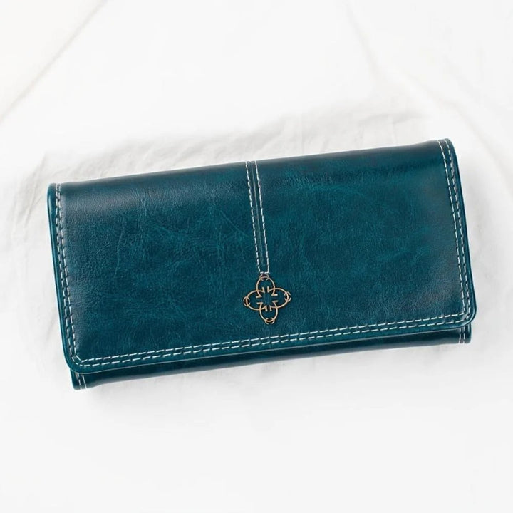 Victoria™ – Ekte skinn tri-fold lommebok med dekorativt hardware