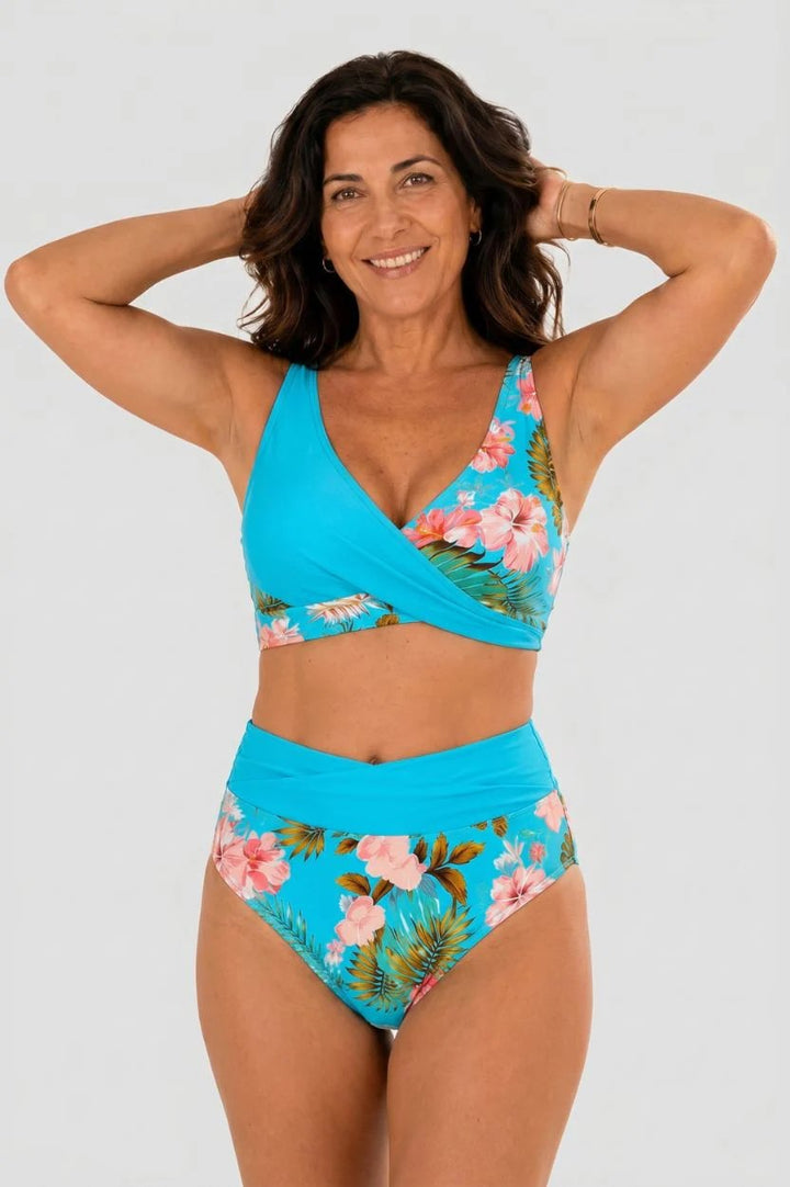 Melissa™ – Blomstrete Høy midje Wrap Bikini-sett