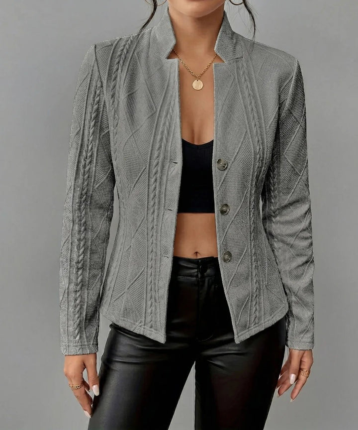 Serena™ – Teksturet Blazer med Knapp-fremme og Tett Passform