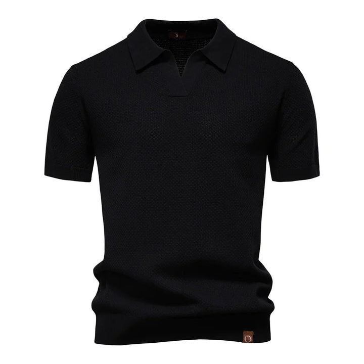 Hugo™ – | Strukturert Strikket Polo med Åpen Krage