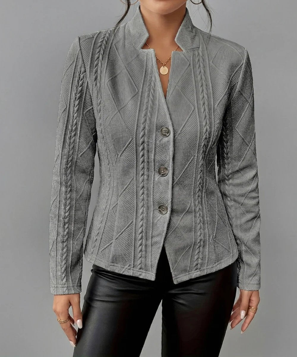Serena™ – Teksturet Blazer med Knapp-fremme og Tett Passform