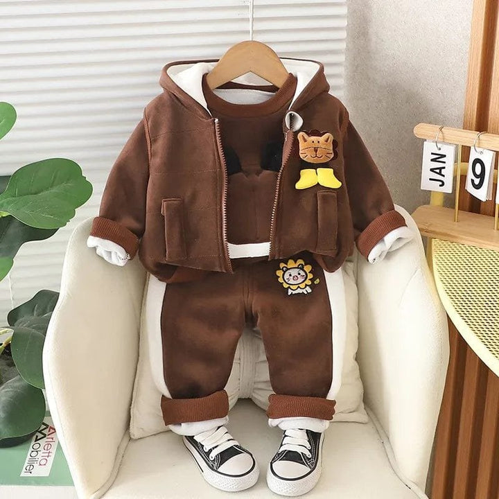 TinyTeddy™ – Koselig Bjørn Hettevest 3-delt Sett