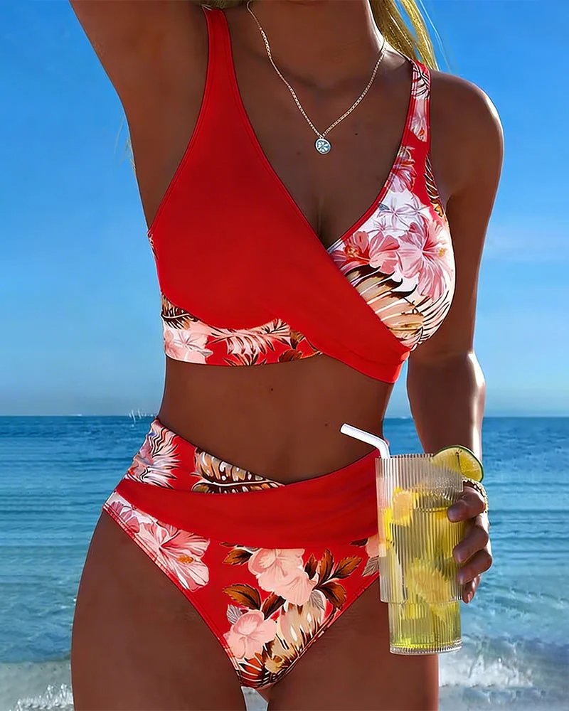 Olea™ – Trådløs Tankini-sett med Blomstertrykk