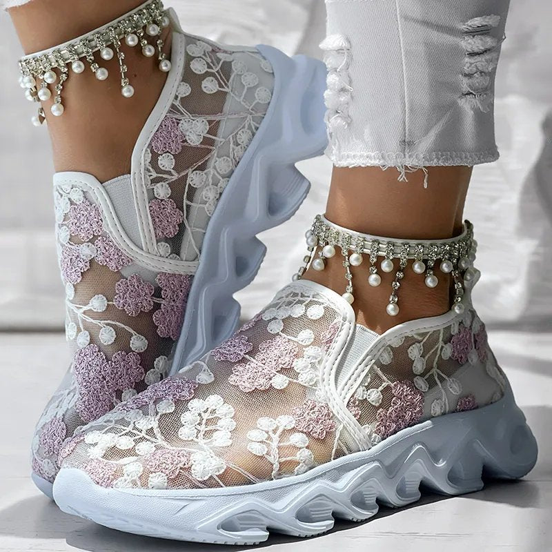 Gina™ – Plattformsneakers med paljettbelagte mesh-detaljer