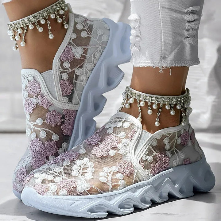 Gina™ – Plattformsneakers med paljettbelagte mesh-detaljer