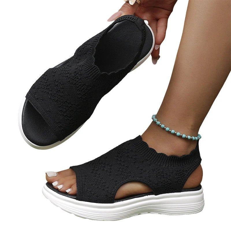 OrthoLite™ – Pustende Strikket Plattform Komfort Sandaler