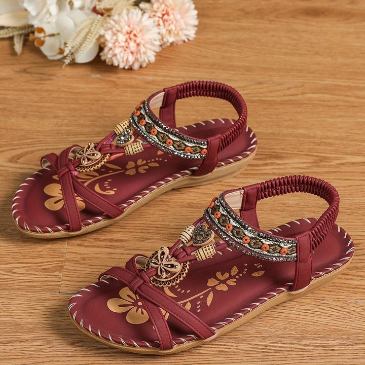 Emma™ – Boho Perlebehandlede Flate Sommarsandaler