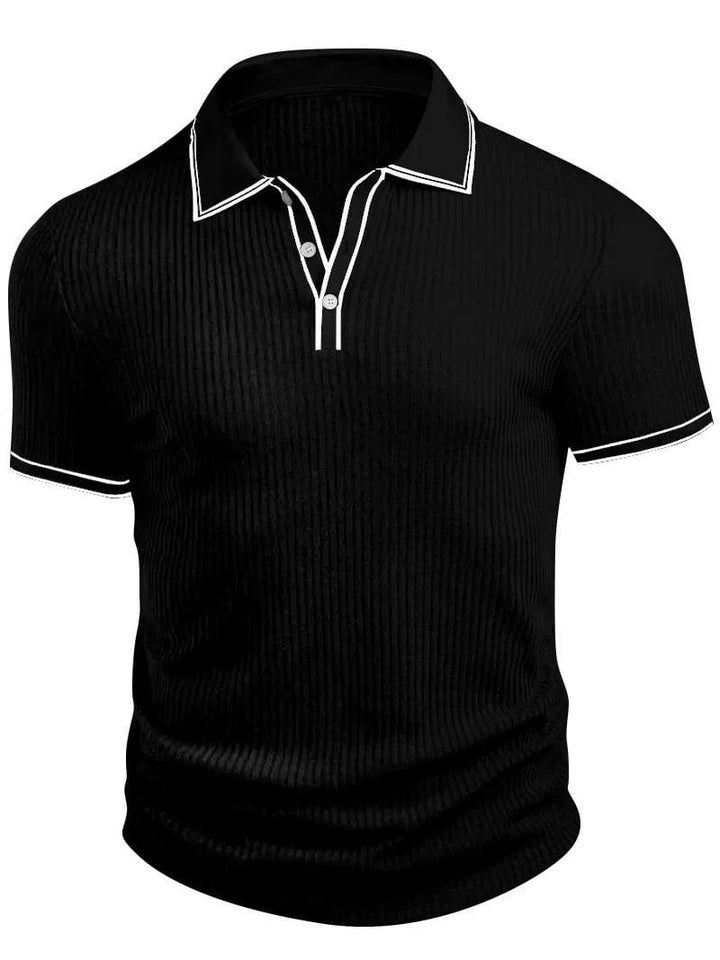 Alexander™ – Ribbed Knit Button-Front Polo Shirt