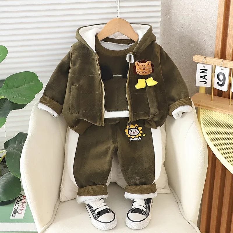 TinyTeddy™ – Koselig Bjørn Hettevest 3-delt Sett