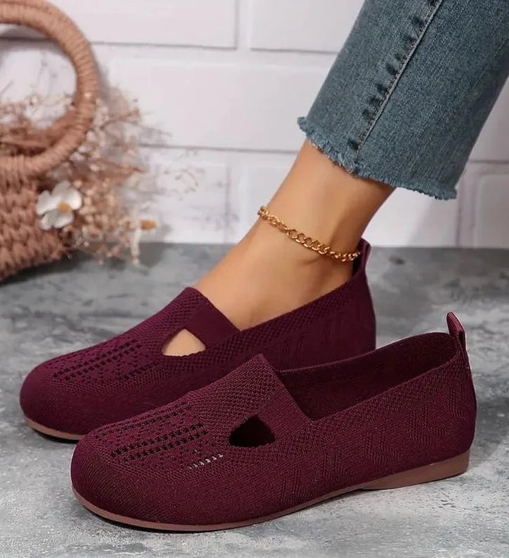 Kerstin™ – Pustende Mesh Cutout Slip-On Flats