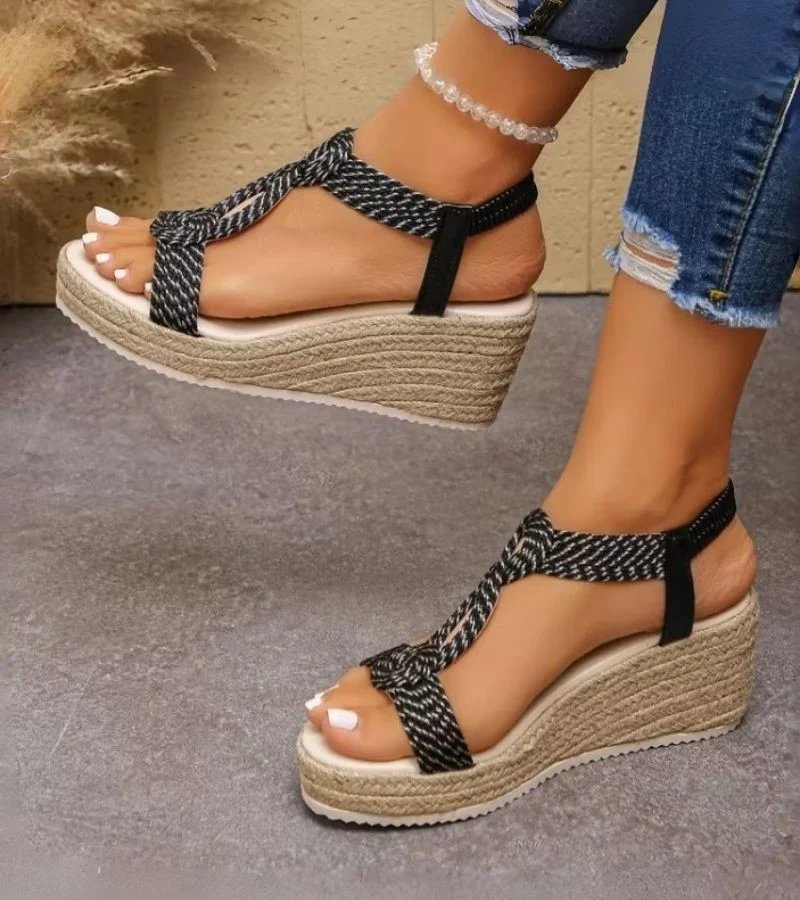 Sofie™ – Flettet Stropp Wedge Sandaler