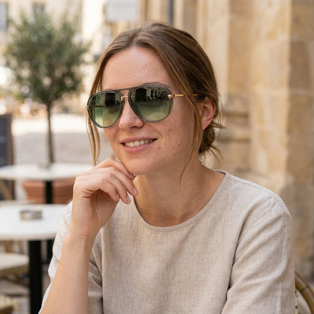 Mari™ – Retro Dobbel-Bro Aviator Solbriller