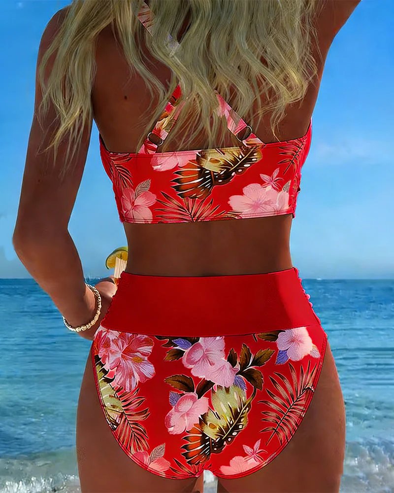 Olea™ – Trådløs Tankini-sett med Blomstertrykk