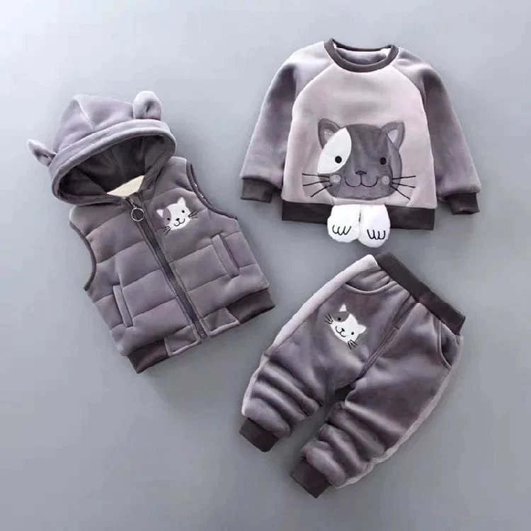 TinyTeddy™ – Koselig Bjørn Hettevest 3-delt Sett