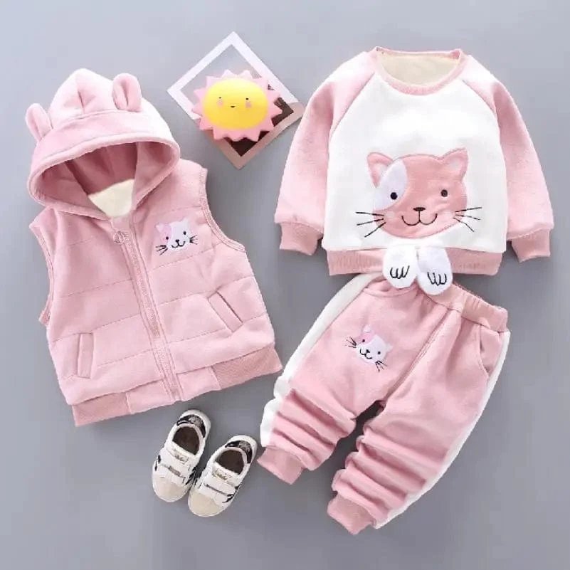 TinyTeddy™ – Koselig Bjørn Hettevest 3-delt Sett