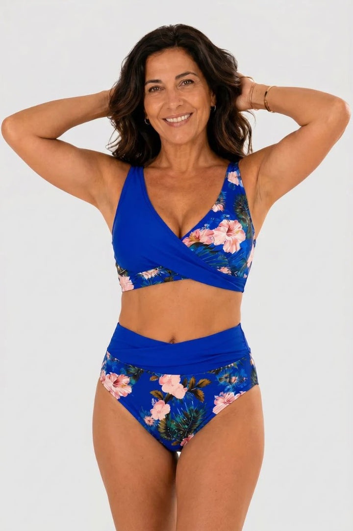 Melissa™ – Blomstrete Høy midje Wrap Bikini-sett