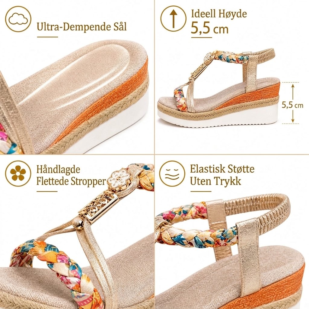 Amanda™ – Flettet Blomster Høydeplattform Sandaler