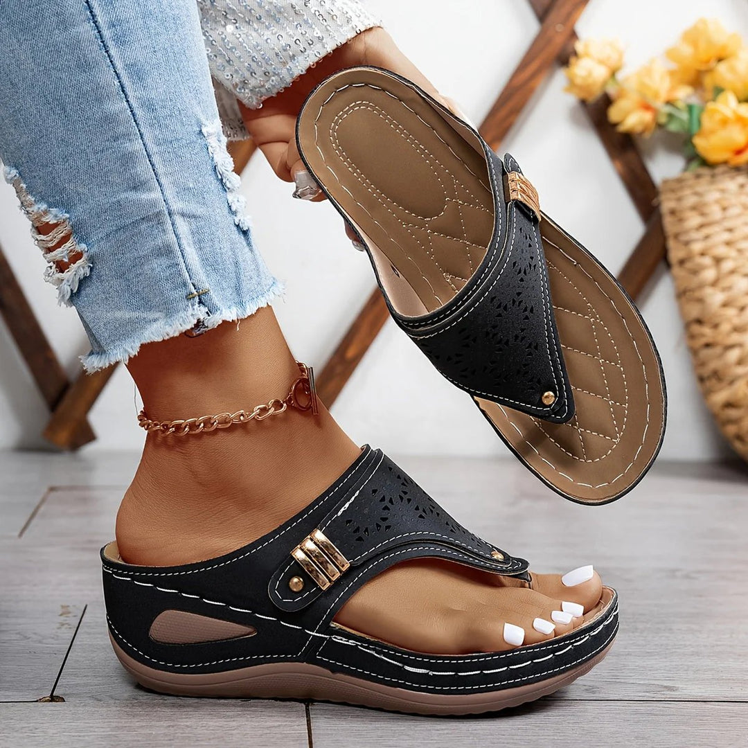 Kristina™ – Ortopediske Polstrede Sandaler med Laser Kutte Tåsandaler