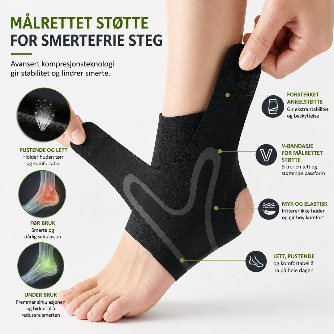 FootRelief™ – Justerbart Kompresjonsankelstøttebandasje