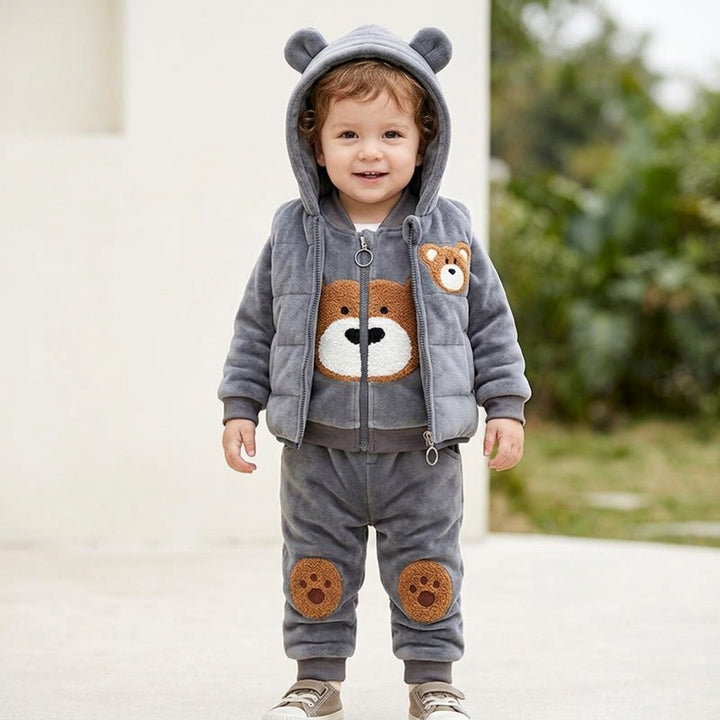 TinyTeddy™ – Koselig Bjørn Hettevest 3-delt Sett