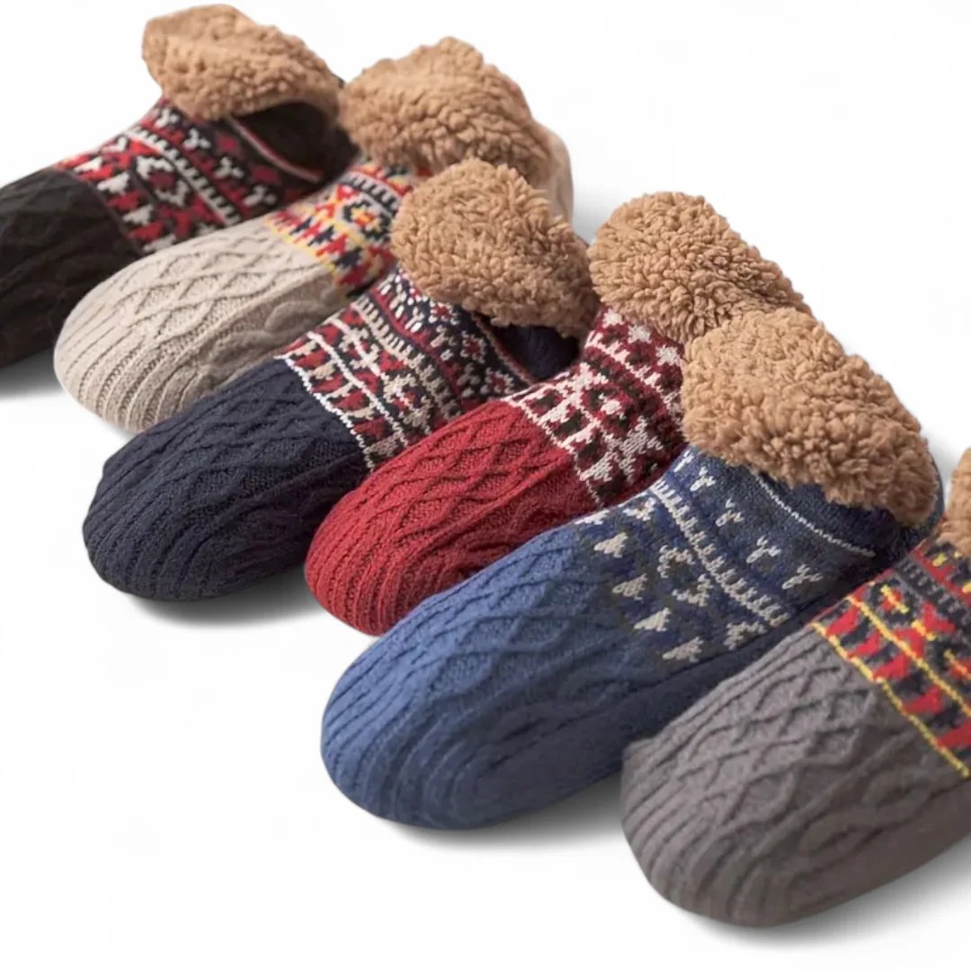 CozySocks™ – Nordisk Strikk Anti-Sklisokk med Fleeceforing