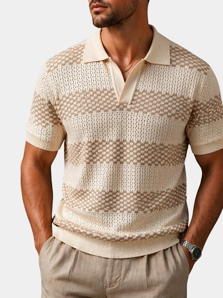 Leo™ – Åpen Krage Teksturert Strikke Polo Shirt