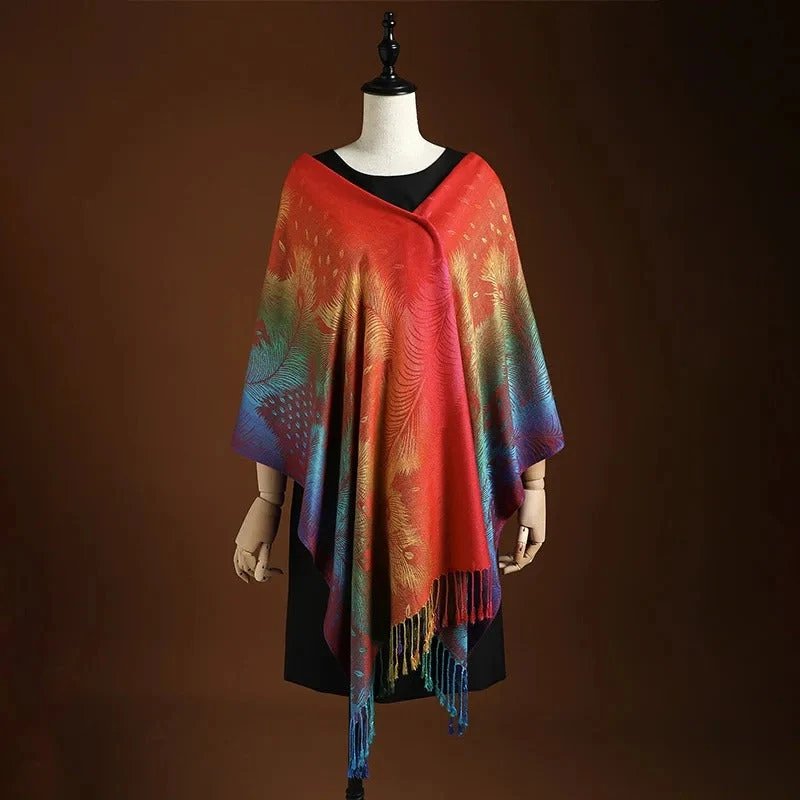 Bellina™ – Fjær Jacquard Fringed Sjall Wrap
