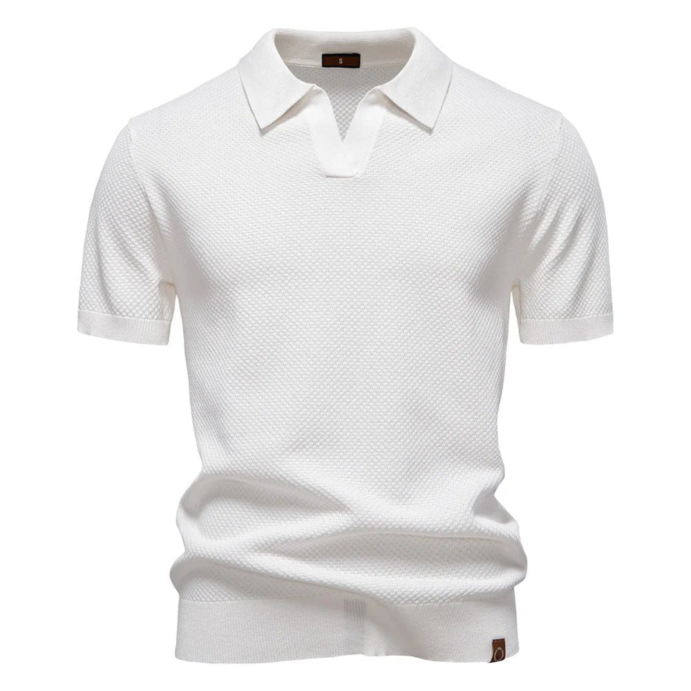 Liam™ – Strukturert Strikket Polo med Åpen Krage