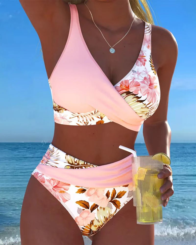 Olea™ – Trådløs Tankini-sett med Blomstertrykk