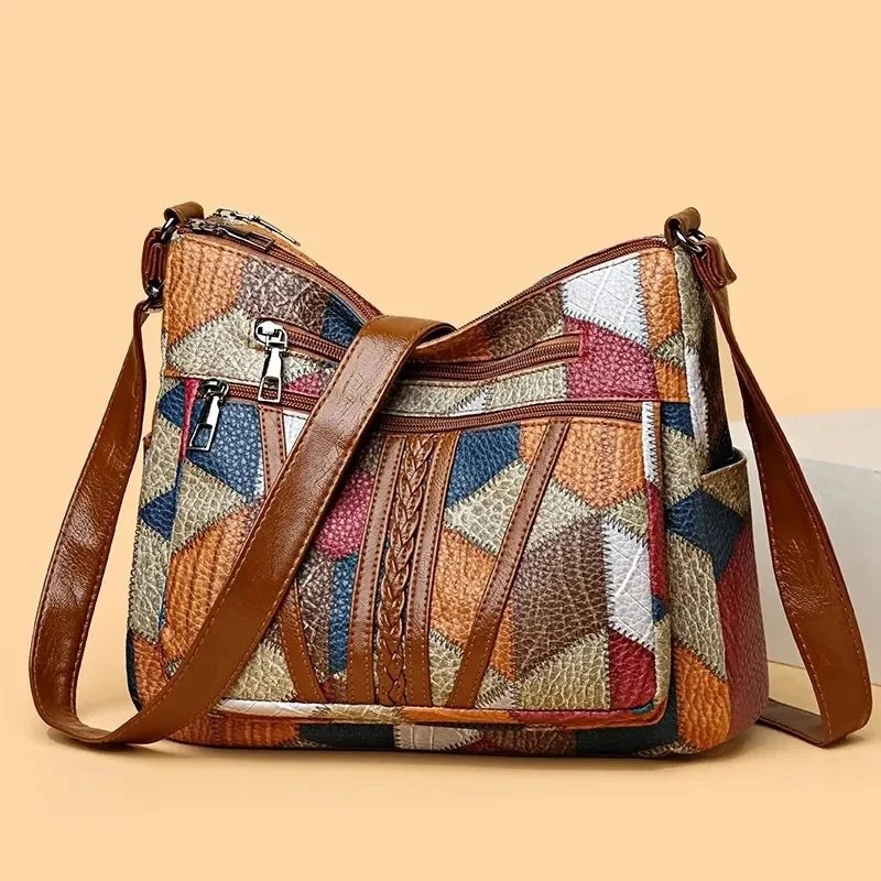 Annika™ – Geometrisk Patchwork Crossbody Skulderveske