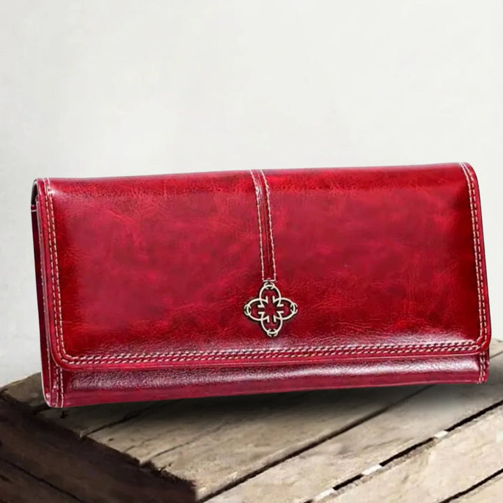 Victoria™ – Ekte skinn tri-fold lommebok med dekorativt hardware