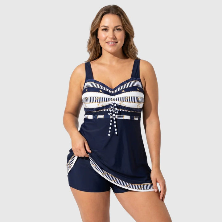 Julia™ – | Nautisk Trykk Skjørtet Tankini Badedrakt