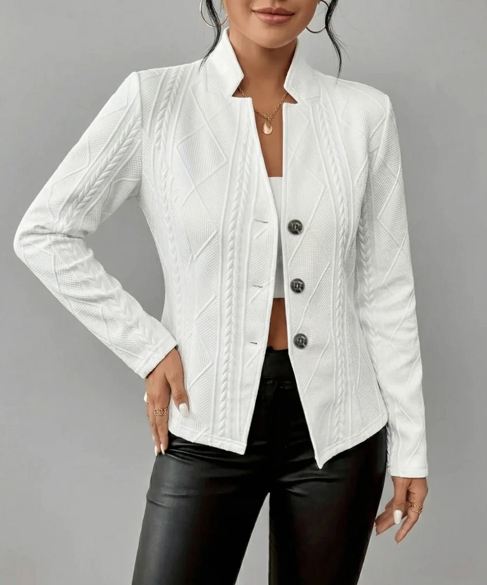 Serena™ – Teksturet Blazer med Knapp-fremme og Tett Passform