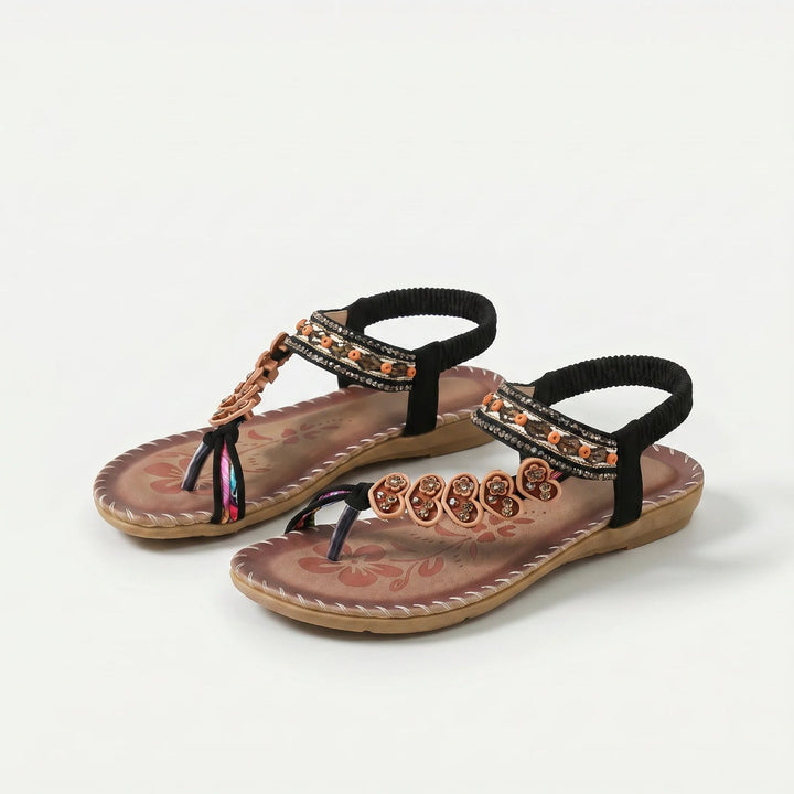 Marthe™ – | Boho Perlebelagte Ortopediske Flate Sandaler