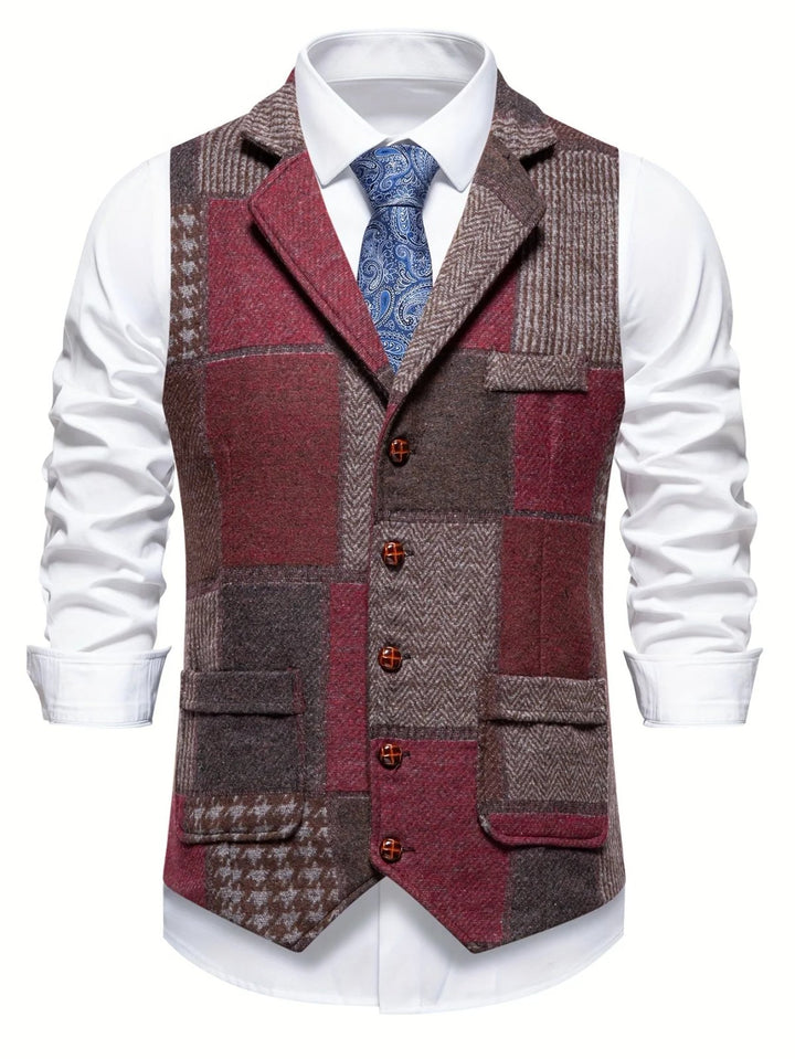 Andreas™ – Småknapp-Front Lappeteppe Quiltet Vest