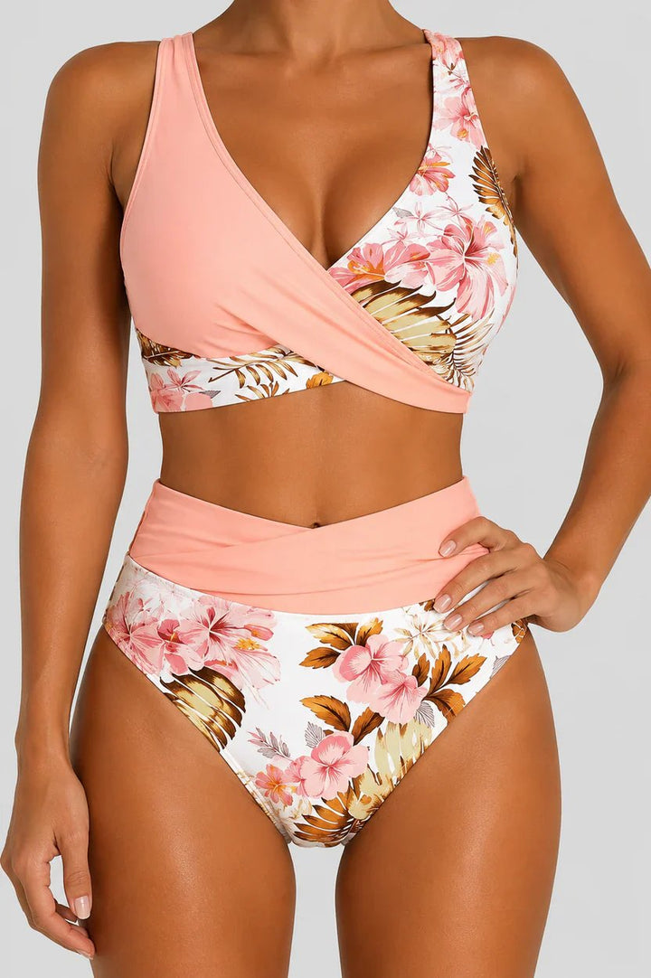 Melissa™ – Blomstrete Høy midje Wrap Bikini-sett