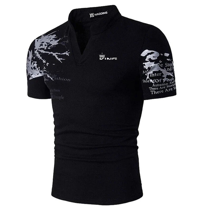Markus™ – | Dristig grafisk trykk V-hals polo skjorte