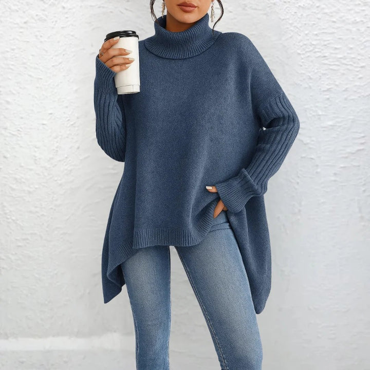 Maud™ – Oversized høyhalset genser med høy/lav design