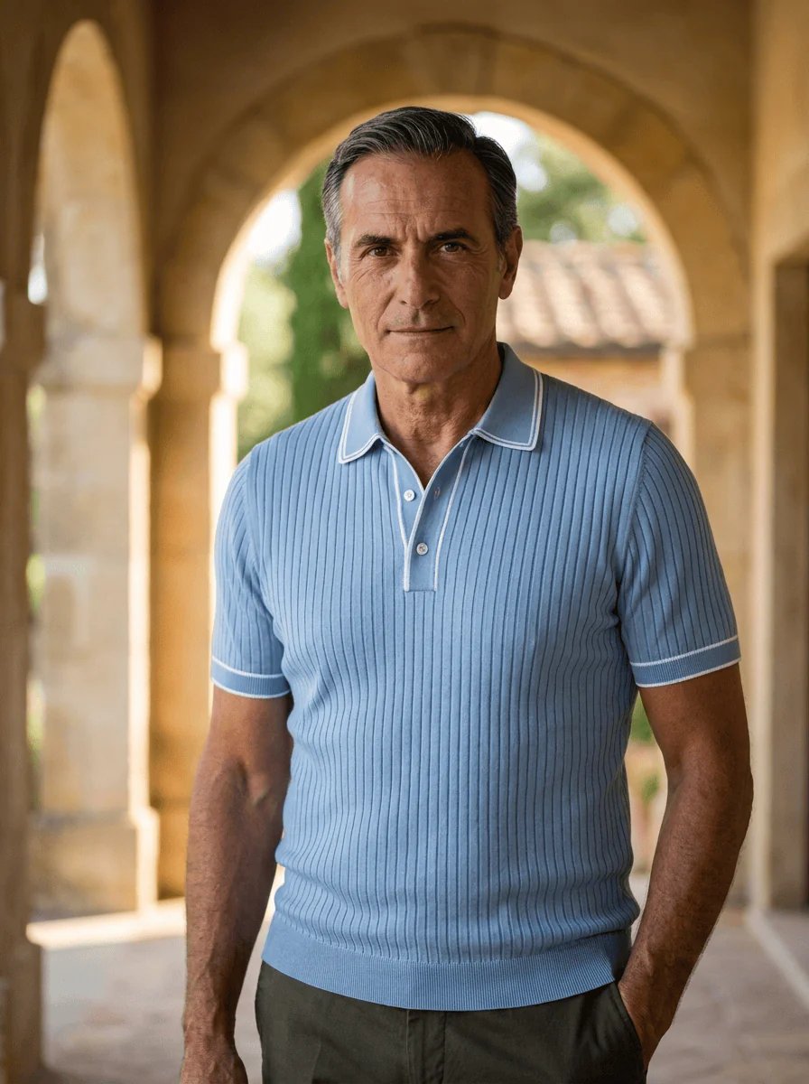 Alexander™ – Ribbed Knit Button-Front Polo Shirt