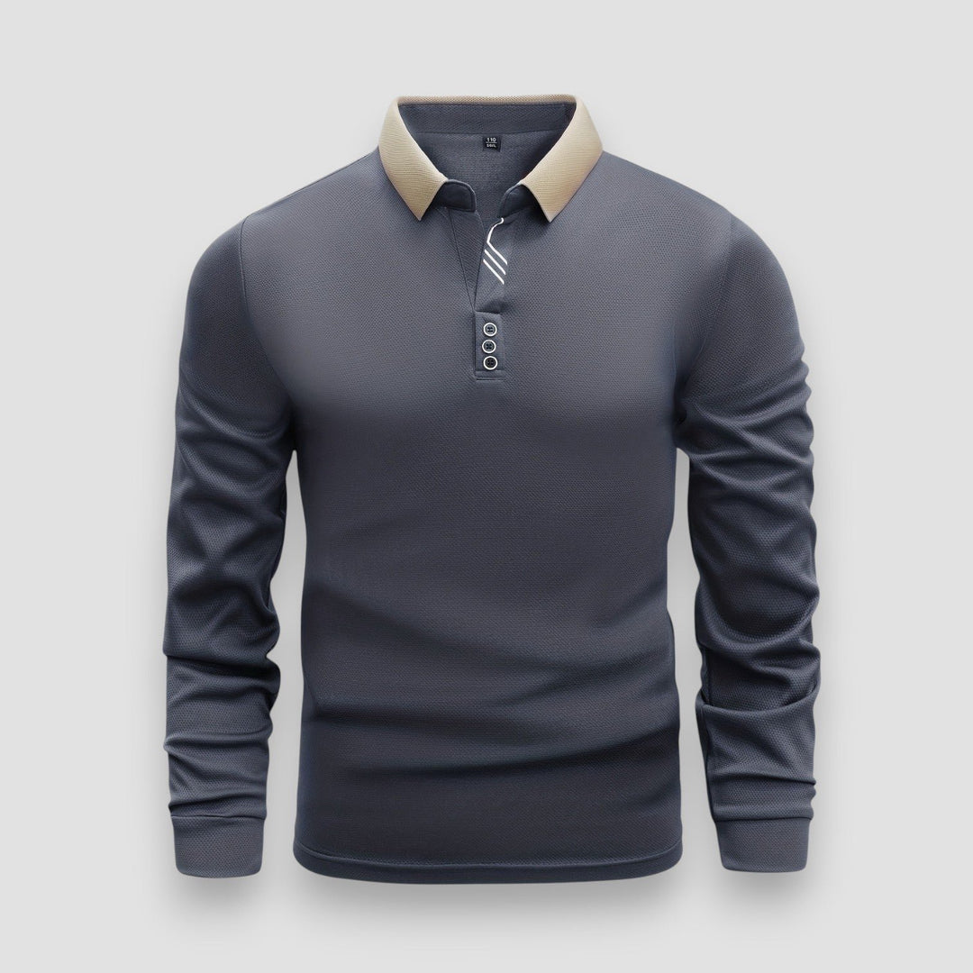 Casper™ – Langermet Polo Skjorte med Kontrasterende Krage