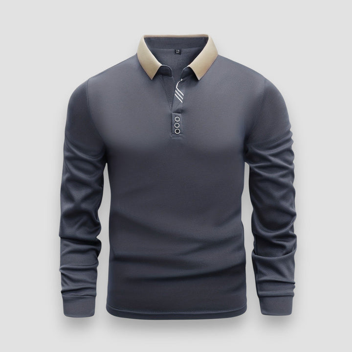 Casper™ – Langermet Polo Skjorte med Kontrasterende Krage