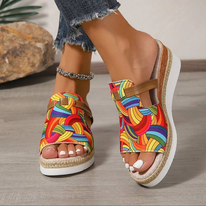 Elena™ – Boho Trykte Plattform Sandlettinger