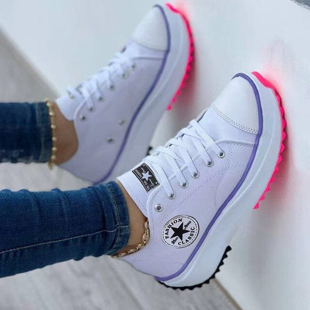 Hedvig™ – Ortopediske plattform sneakers med snøring i lerret