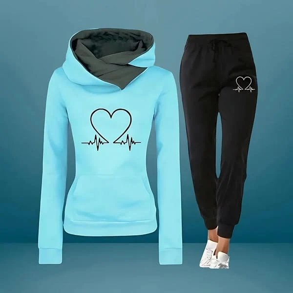 HeartBeat™ – Hettegenser med hjerteprint og loungewear-sett