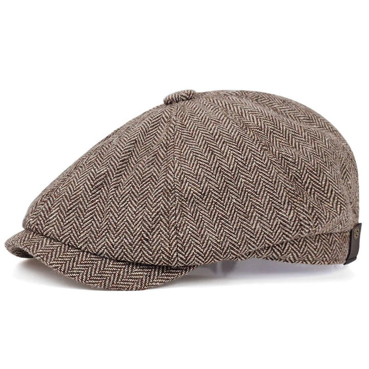 David™ – Herringbone Newsboy Caps med Knappekrone