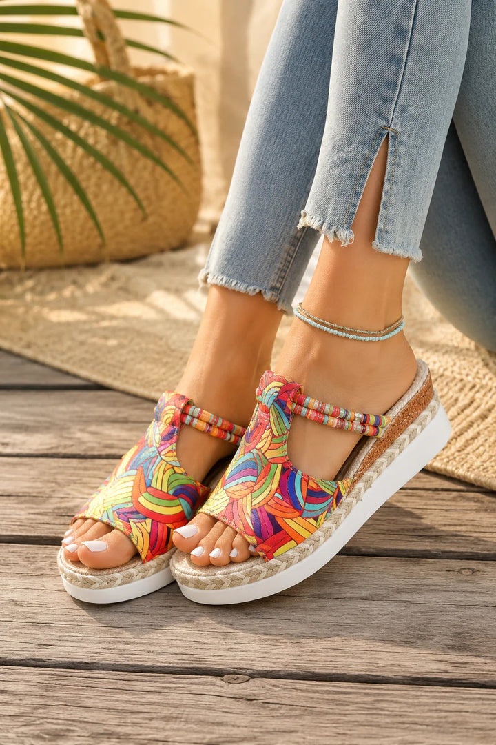 Lina™ – Boho Print Platå Sko med Vedge