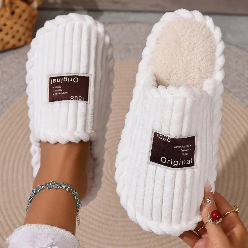 Elva™ – Ribbete Plysj Polstrede Slip-On Tøfler