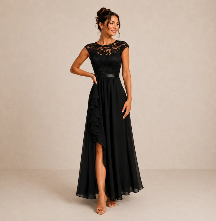 Kiana™ – Lace Bodice Asymmetrical High Low Maxi Dress